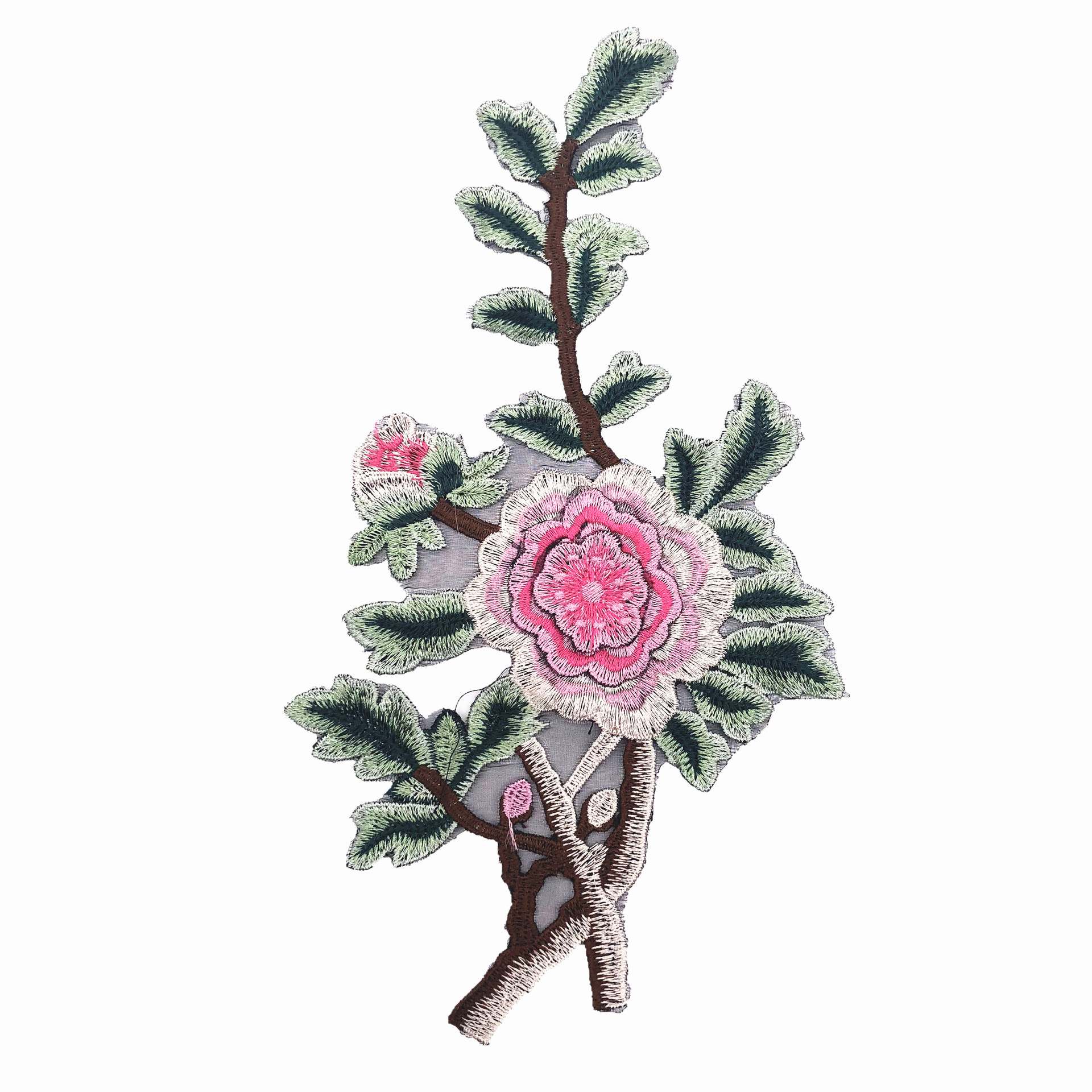 水溶玉兰花刺绣贴花 民族风演出服装箱包补贴花朵 辅料批发