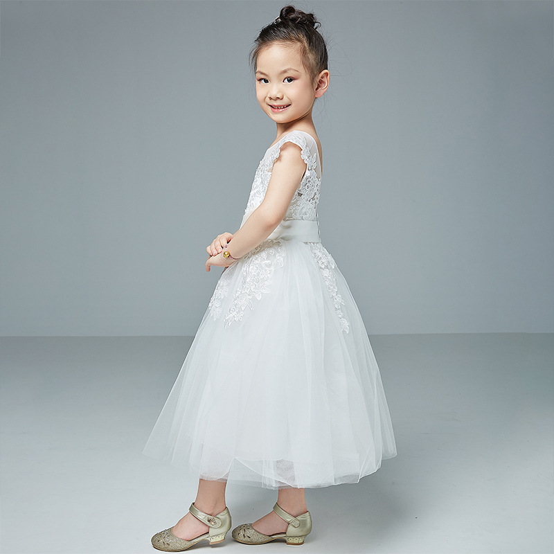 Vestidos de boda para niñas europeas y americanas, vestido de tutú de princesa de encaje y malla para cumpleaños de verano, para niñas pequeñas.