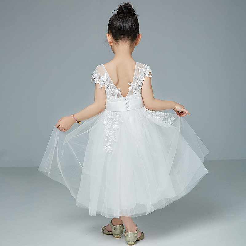 Vestidos de boda para niñas europeas y americanas, vestido de tutú de princesa de encaje y malla para cumpleaños de verano, para niñas pequeñas.