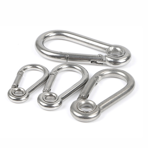 Wholesale 304 stainless steel spring buckle, stainless steel carabiner, safety buckle key chain pet connection chain buckle