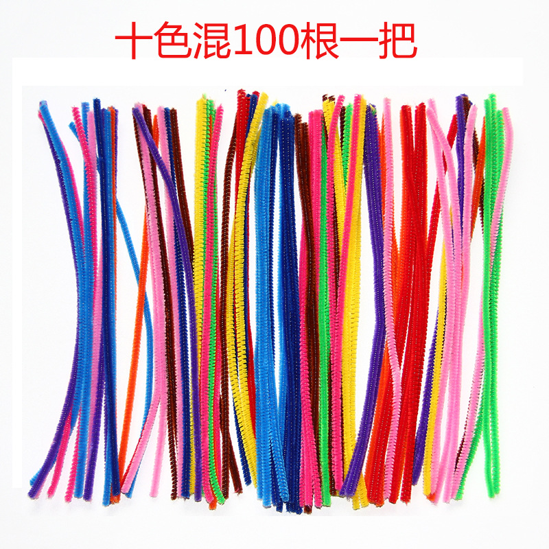 Directo de fábrica al por mayor de diez colores mezclados raíz del pelo de los niños DIY accesorios de juguetes educativos educación preescolar de lana torcido palo