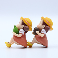 2 items of Miyazaki Hayao Totoro and Kiki-themed corn-holding miniature landscape decorative set with small Mei black charcoal street stall style