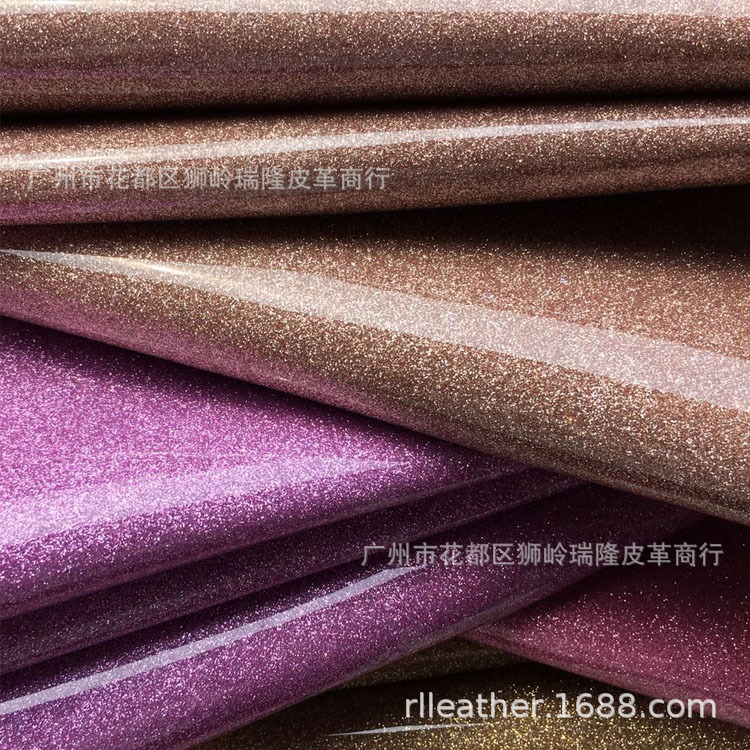 水晶镜面闪粉TPU格利特 淋涂格利特PU革 箱包手袋革发饰革皮料