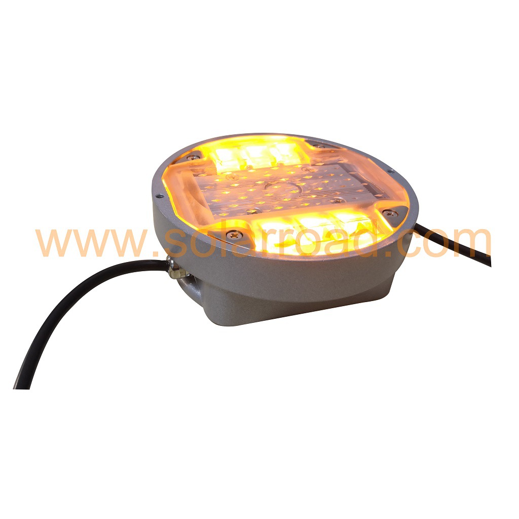 防水高抗压25吨DC12V/24V高亮连线铸铝圆形地埋人行道马路道钉