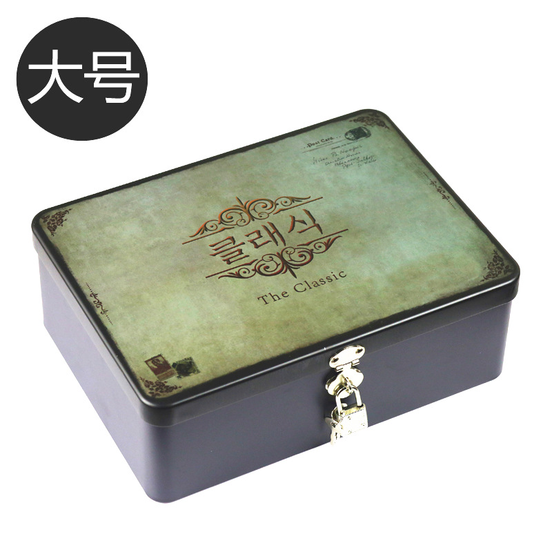 Fábrica en stock al por mayor caja de hojalata rectangular con cerradura de metal grande vintage caja de almacenamiento embalaje de regalo image 16