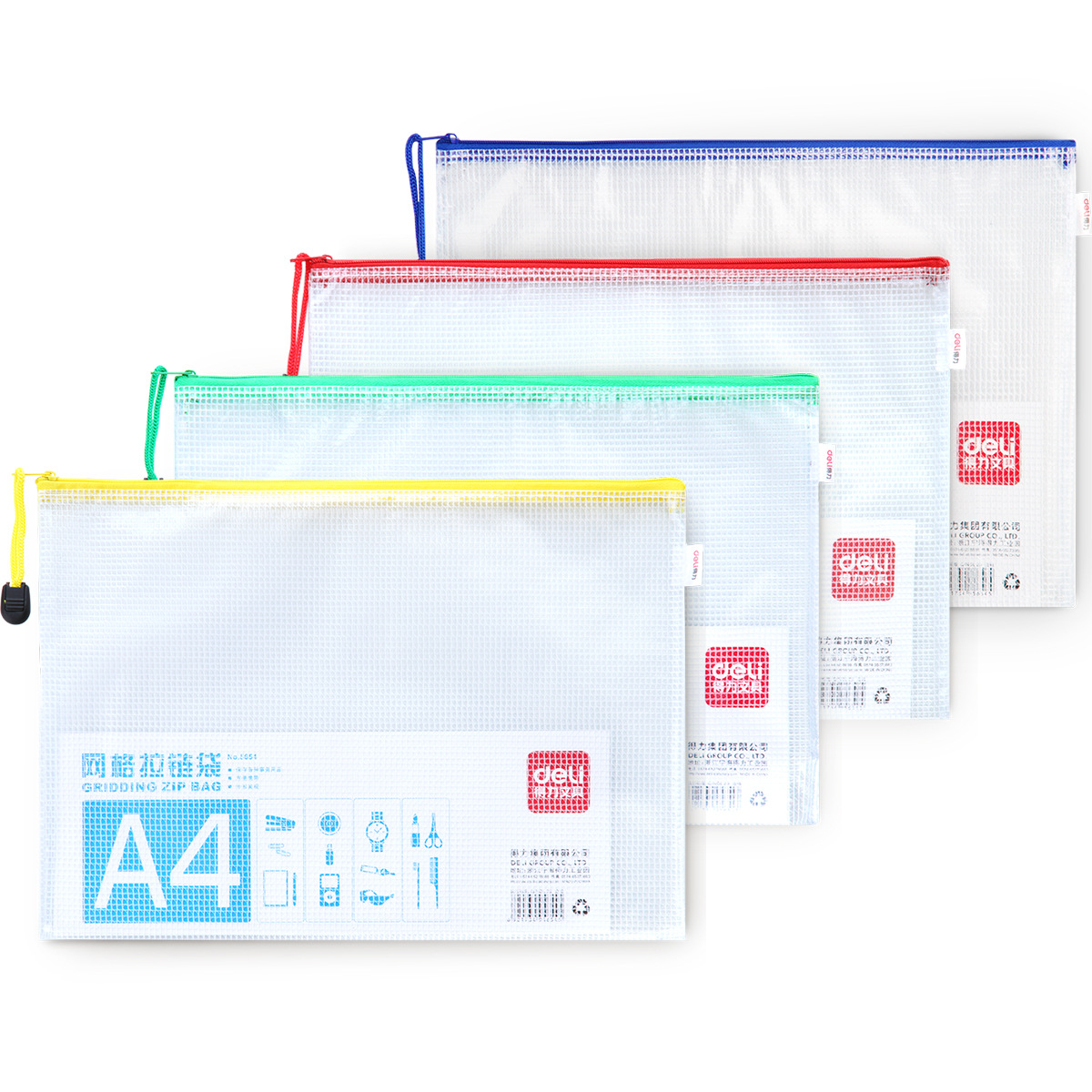 Bolsa con cremallera Deli A4/B5, bolsa para archivos, bolsa para documentos, bolsa con cremallera 5654/5655, soporte portátil para recibos