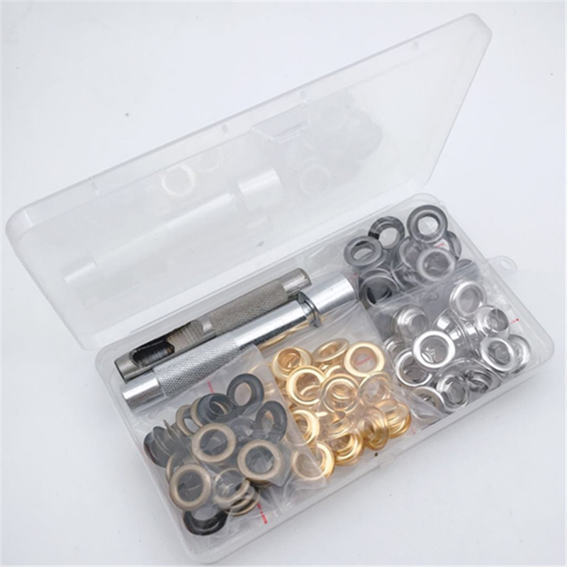 100 sets de 10mm4 agujeros de Aire de Color con herramientas de instalación de protección del medio ambiente de cobre callos en caja Multi-Color de los agujeros de Aire para transfronteriza