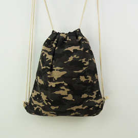 厂家直销迷彩印花束口袋 帆布抽绳袋双肩包 日系牛津纺背包旅行包