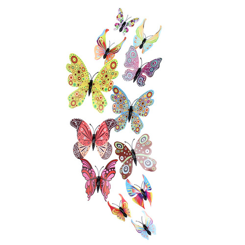 12 simulated butterflies creative home background butterfly three-dimensional stickers children's room wall decoration 3d butterfly wall stickers