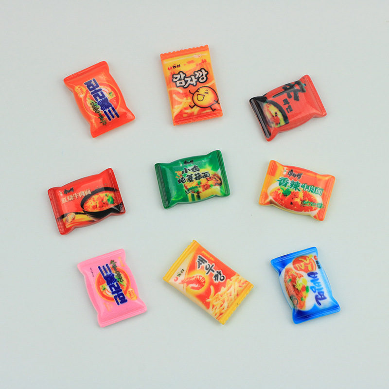 树脂仿真食玩袋装方便面耳环钥匙扣小挂件 DIY饰品配件手工材料