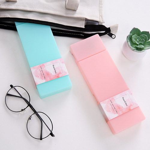 Pure Color Personality PP Stationery Box Creative Candy Color Student Pencil Case Premium Store Creative Pen Box Yue Lu YUELU