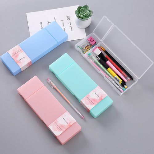 Pure Color Personality PP Stationery Box Creative Candy Color Student Pencil Case Premium Store Creative Pen Box Yue Lu YUELU