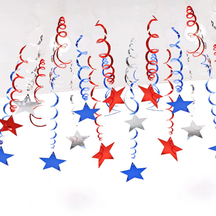 Transfronteriza PVC espiral pentagrama estrella colgante decoración fiesta escena decoración techo diseño colgante decoración Garland Star