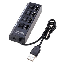 跨境usb hub扩展器7口集线器黑白色带开关灯集线器4口拓展坞