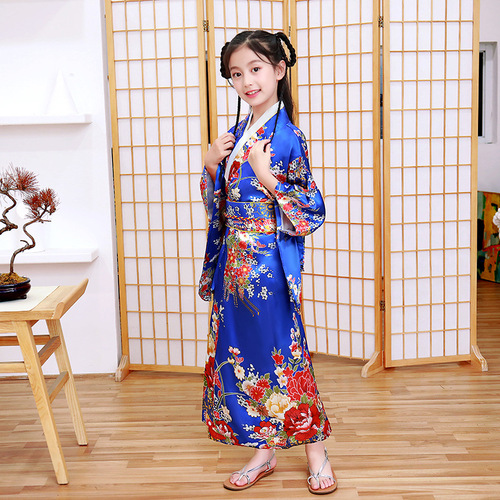 New Children's Kimono Printed Japanese Bathrobe Girls Princess Dress Performance Clothes Temperament Cute Bow