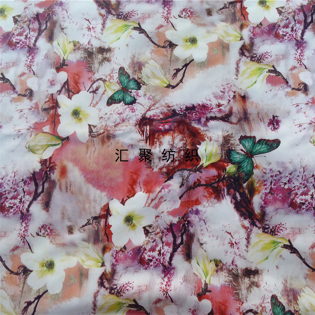 雾面革数码印花 油墨印花 人造革印花 皮革弱溶剂印花 蝴蝶花型