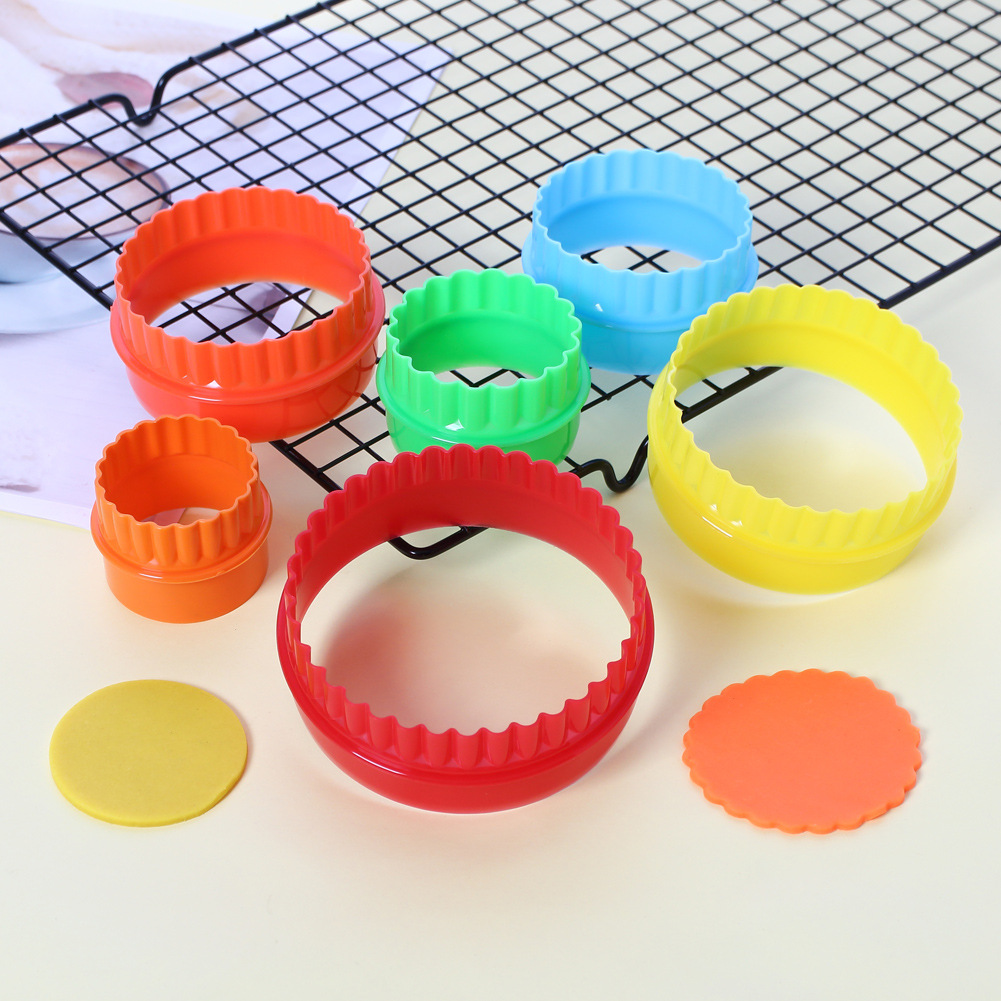 Color para hornear 5-6-Pieza de plástico molde de galletas de frutas y verduras de corte mousse anillo molde de Pastel de galletas