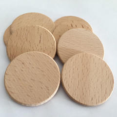 Factory Direct Sale 50mm Natural Oak Wood Polished Round Disc Wooden Tag DIY Decorative Accessory Material