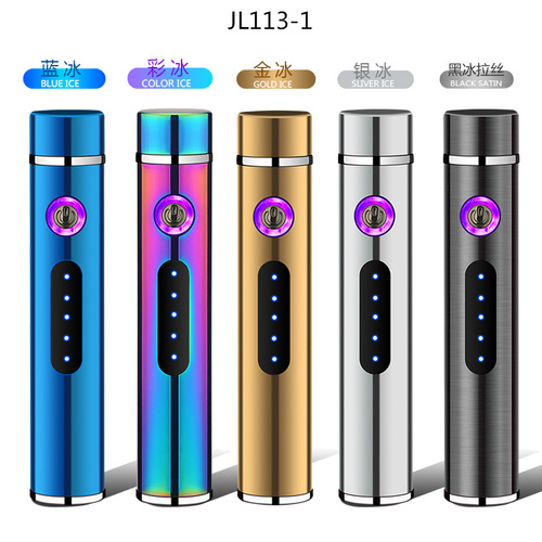 Personalized JL113-2 long mini rechargeable dual arc lighter power display USB electronic cigarette lighter