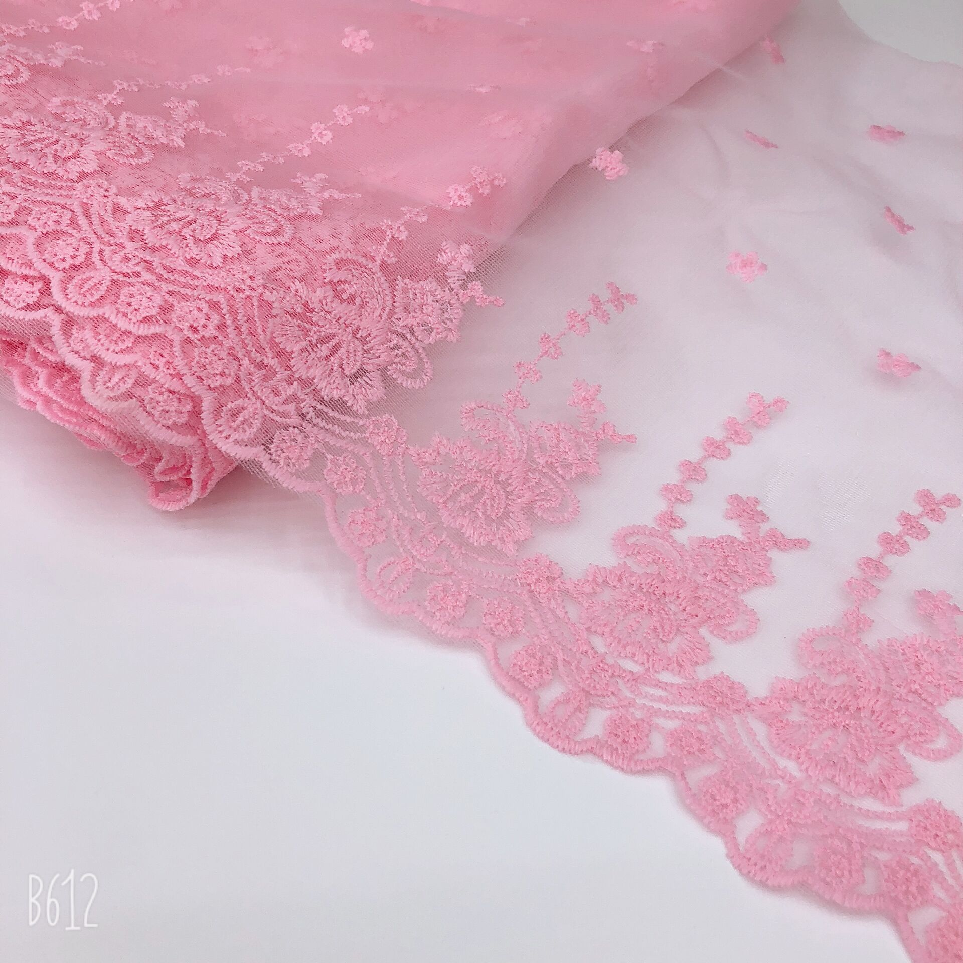 现货彩色蕾丝花边宽幅35cm棉线网纱刺绣花边裙摆娃衣宽幅蕾丝