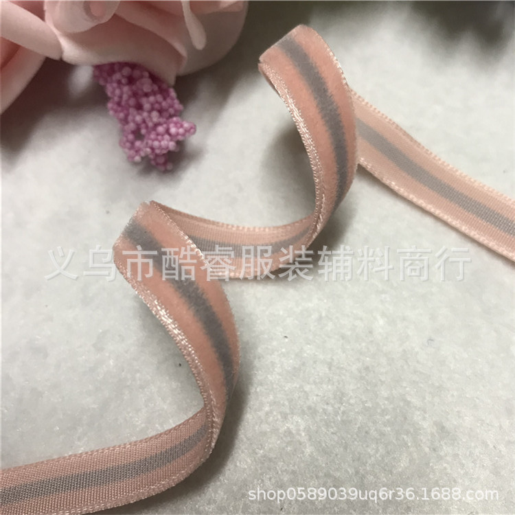 【三顶织带】热卖款三鼎间色绒带 高品质双色植绒带velvet ribbon