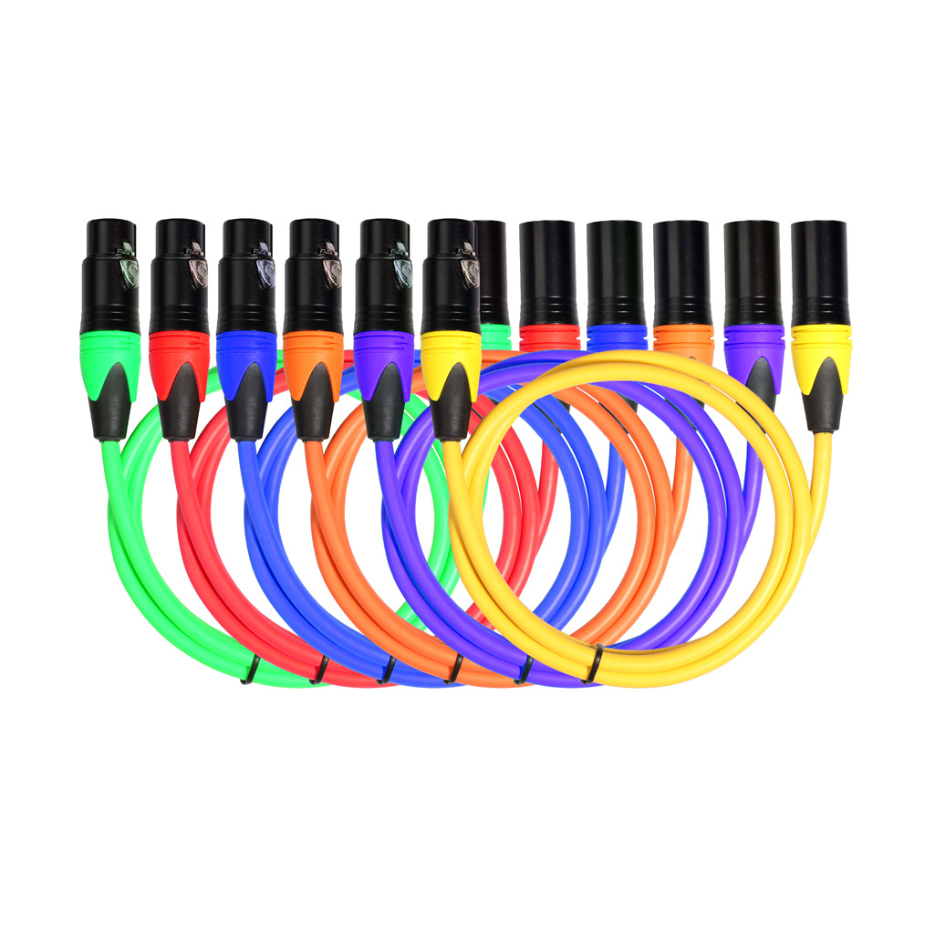 跨境带屏蔽彩色线锌合金卡农公对母全平衡XLR调音台功放音频线