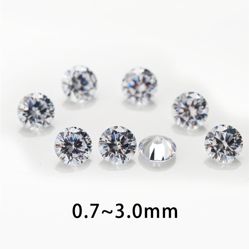 0.7-3mm Artificial Small Diamond High Temperature Wax Inlaid Round White Zircon Cubic Zirconia Synthetic Zircon 5A