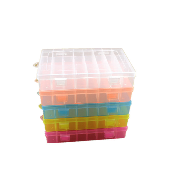 Caja de almacenamiento transparente de PP desmontable de 24 compartimentos, la más vendida, organizador de juguetes con múltiples compartimentos, organizador de bloques de construcción, caja para piezas electrónicas.