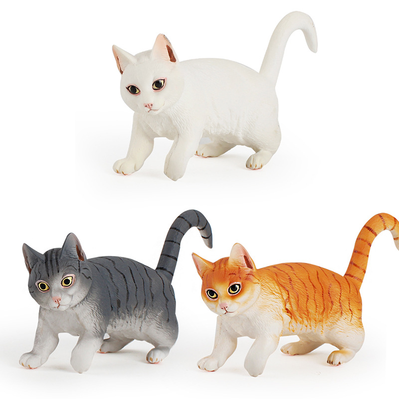 Simulación transfronteriza de aves de corral mascotas modelo de animales gato naranja gato flores gatos animales estáticos juguetes de decoración de mesa