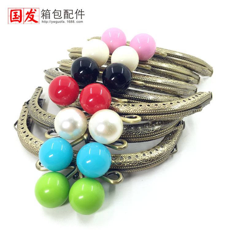 12.5CM arco en relieve de borde plano enrollamiento de caramelo boca de oro cabeza de perlas 24 colores opcionales 0223-24GT