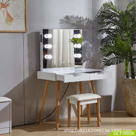 简约现代新款多功能卧室梳妆镜自带蓝牙音箱LED灯泡化妆镜USB插座