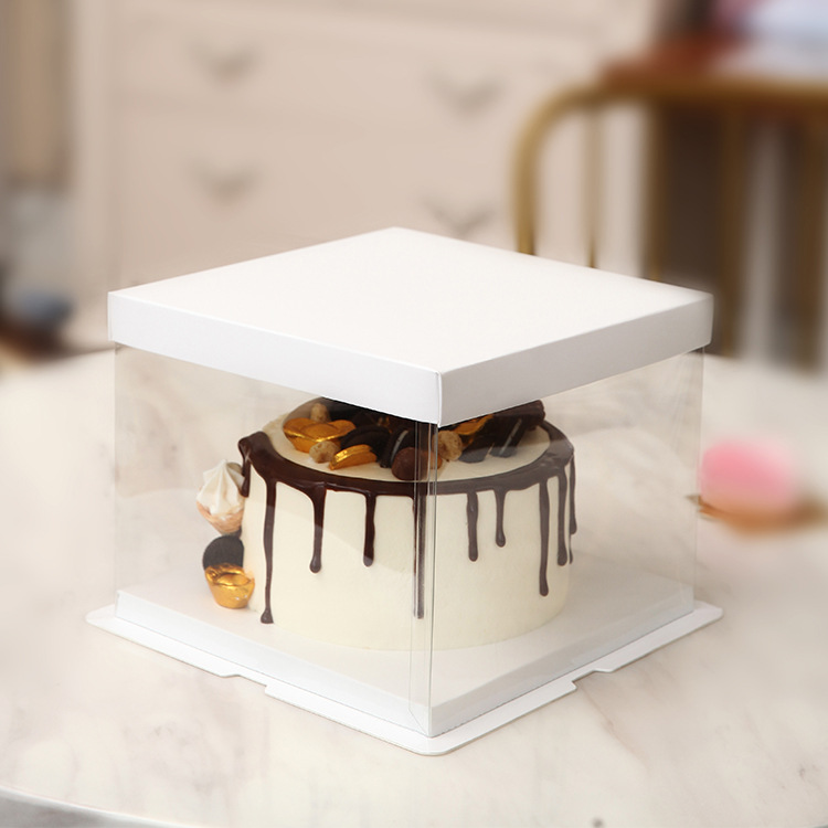 4/6/8/10/12寸单双层加高透明生日蛋糕包装盒厂家直销整箱批发