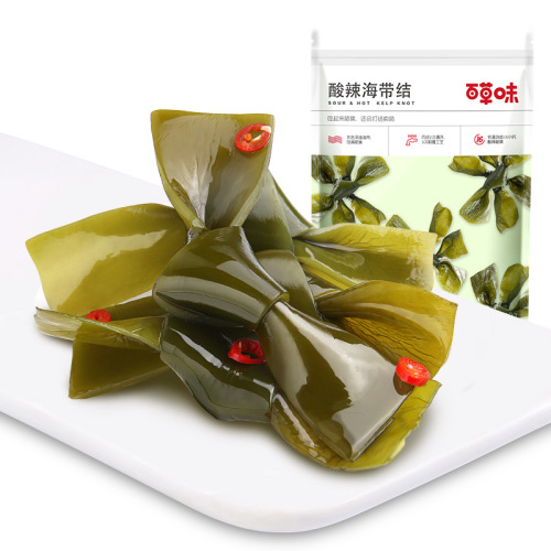 Baicao flavor kelp knot 200g kelp shreds small package seaweed open bag ready-to-eat seafood snack snack food wholesale