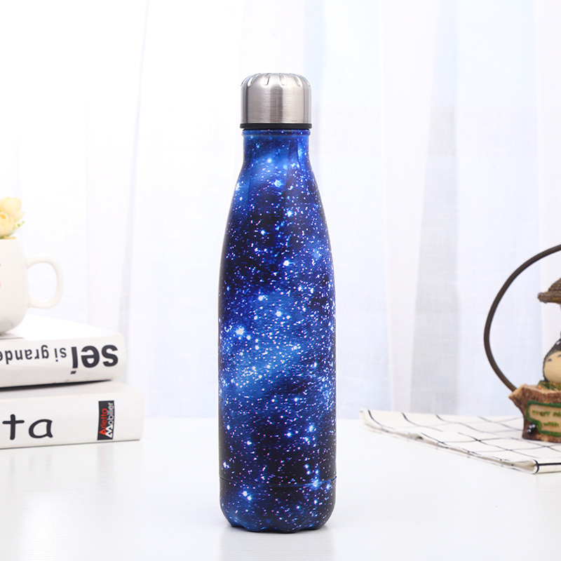 Creativo nuevo patrón botella de cola moda cielo estrellado Acero inoxidable ventosa portátil simple diario deportes taza agua