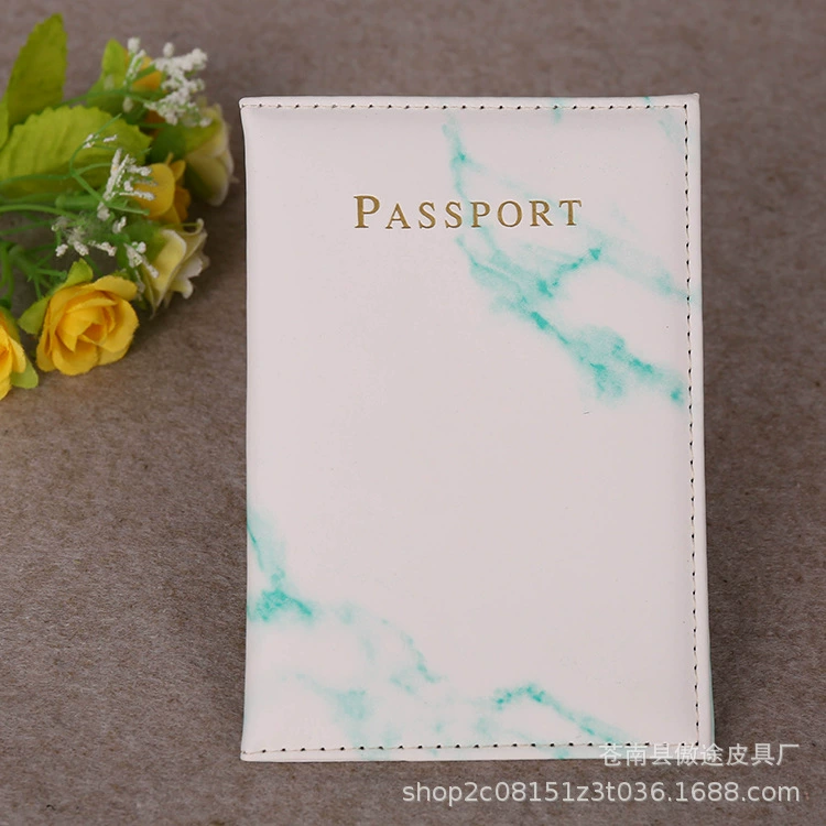 Passport holder, marble pattern protective sleeve, 20×14 cm, lightweight travel folder