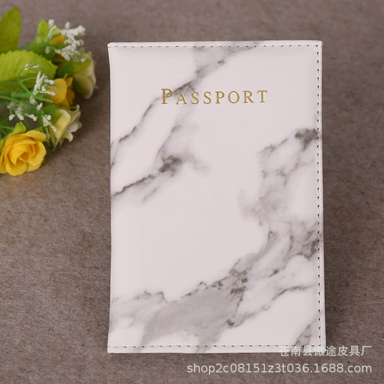 Passport holder, marble pattern protective sleeve, 20×14 cm, lightweight travel folder