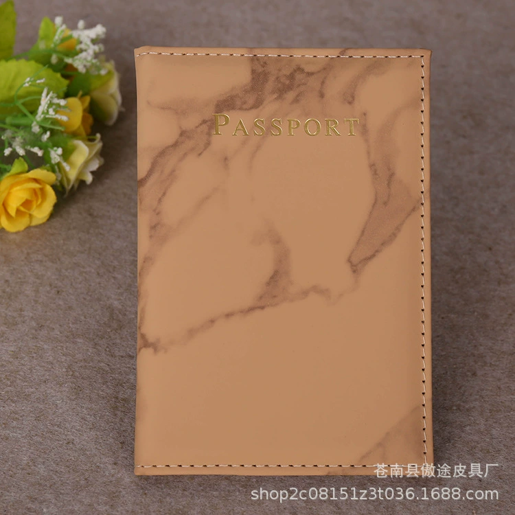 Passport holder, marble pattern protective sleeve, 20×14 cm, lightweight travel folder