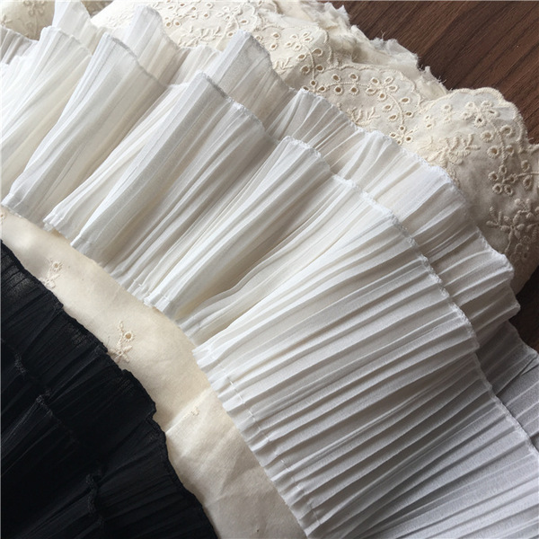 13 cm wide double -layer soft chiffon lace lace lace pleated cuffs…