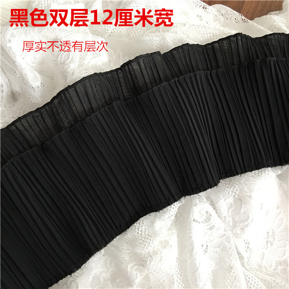 13 cm wide double -layer soft chiffon lace lace lace pleated cuffs…
