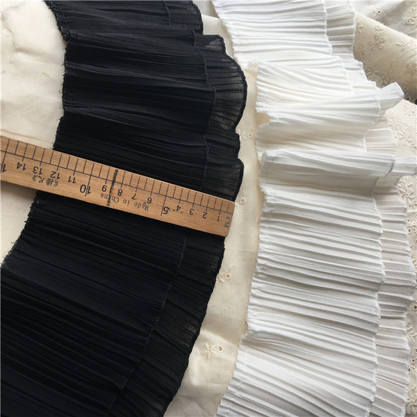 13 cm wide double -layer soft chiffon lace lace lace pleated cuffs…