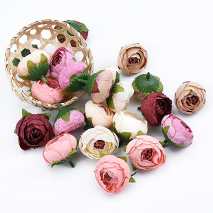 Factory direct Silk Simulation Tea Rose Bud Silk Flower Wedding Flower Wall Decorative Fake Flower Simulation Flower Wholesale