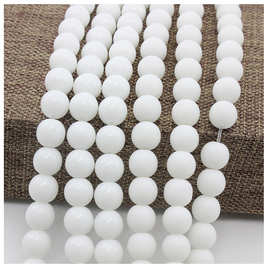 精品仿白砗磲6-12mm圆珠水晶玻璃实白色散珠 毛衣链手链穿珠配件