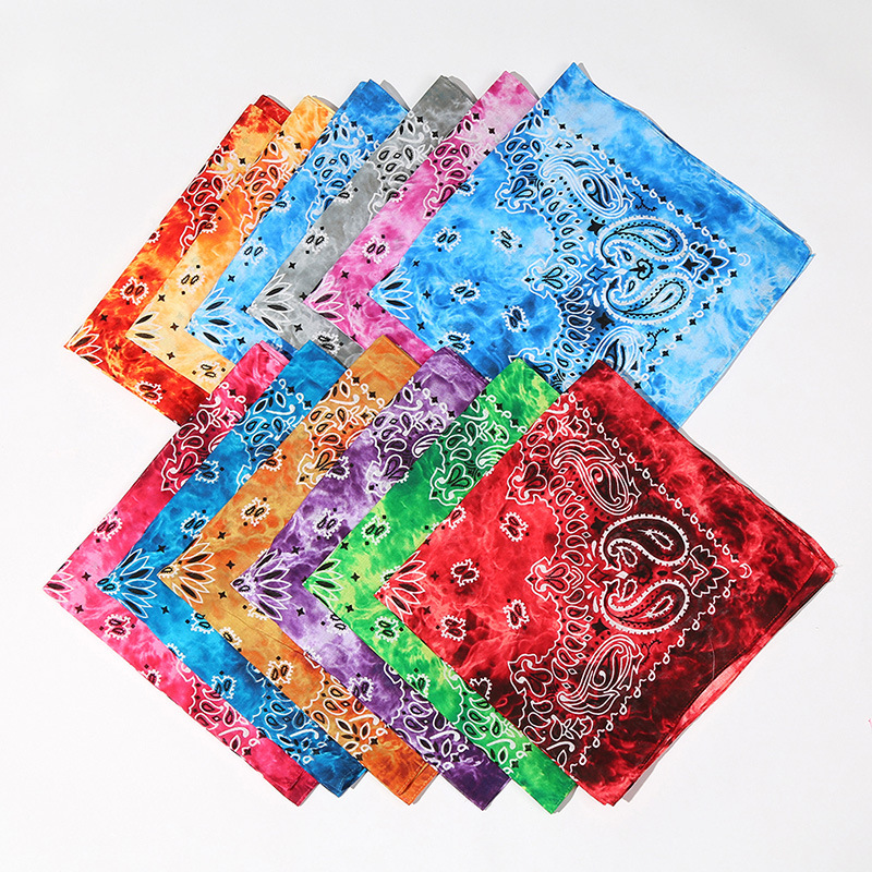 Factory direct supply hip-hop headscarf cotton hip-hop square headscarf cashew flower color seamless bicycle outdoor square scarf