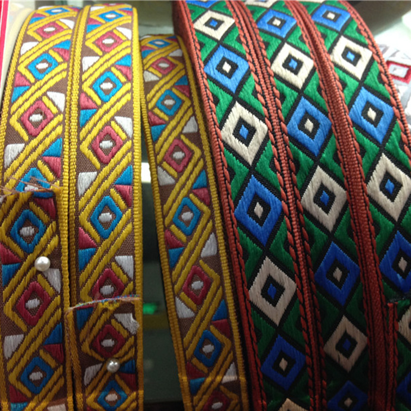 厂家批发菱形民族风箱包服装辅料提花织带 现货库存民族风包边带