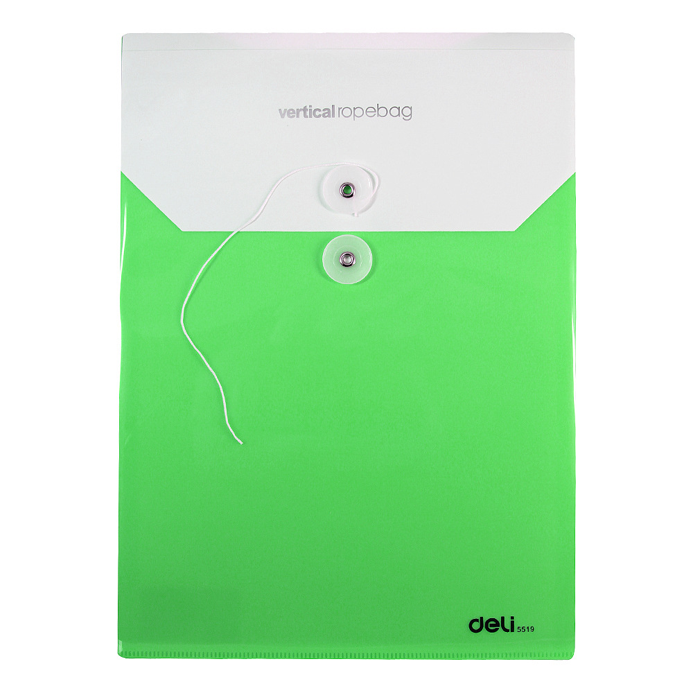 Deli 5519 bolsa de archivo de cuerda envuelta bolsa de archivo vertical A4 bolsa de archivo de almacenamiento de datos de oficina bolsa de archivo de plástico