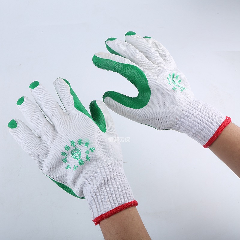 小帮手搬运耐磨胶片手套浸胶耐磨牛筋劳保手套绿胶挂胶胶片手套