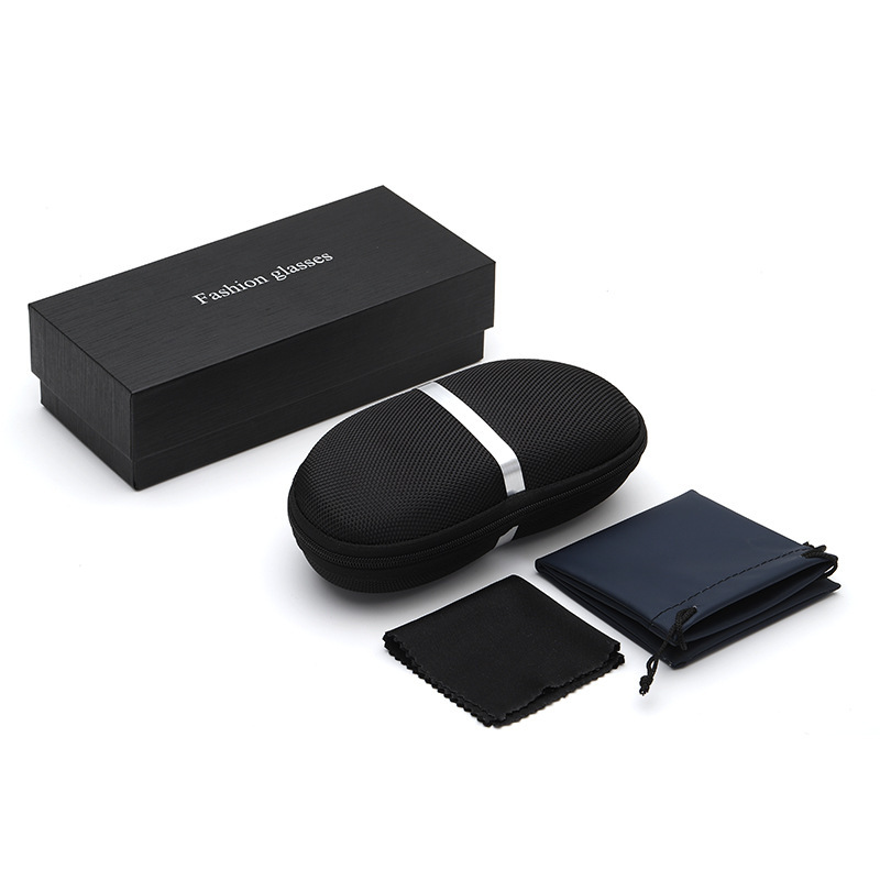 Spot Wholesale Logo Anti-Pressure Eva Sunglasses Case Zipper Box Silver White Strip with Aluminum Hook Sunglasses