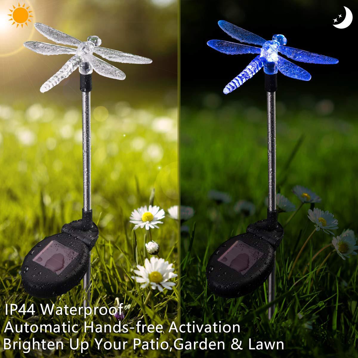 Lámpara de mariposa/libélula/pájaro volador solar para exteriores - Lámpara para césped/jardín decorativa, lámpara de poste de acero inoxidable antilluvia - Producto transfronterizo