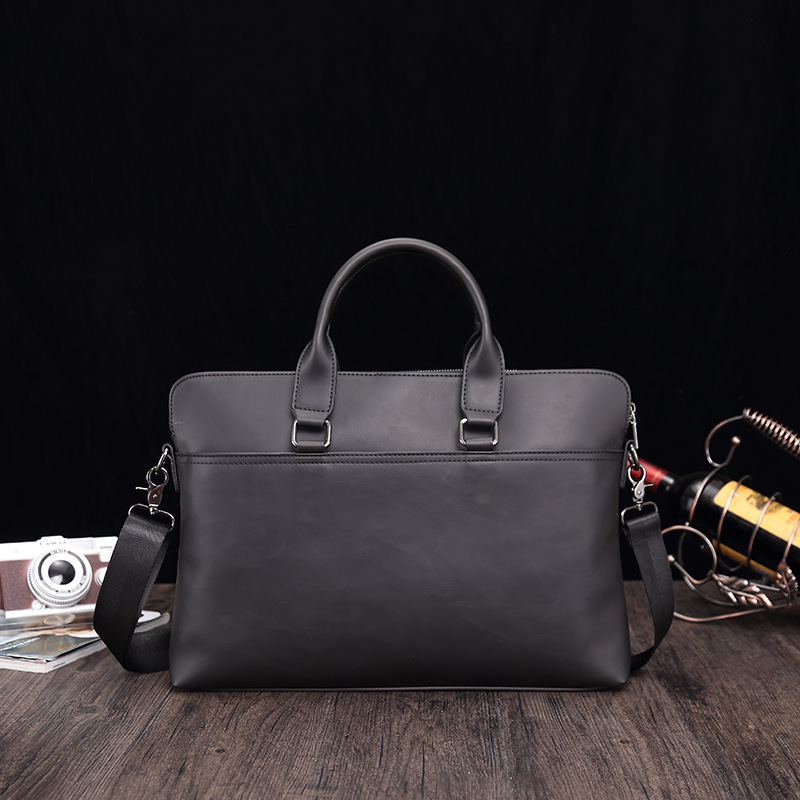 Casual Fashion Crazy Horse Leather Briefcase Business 15.6 Inch Men's Laptop Shoulder Bag_voghion.com