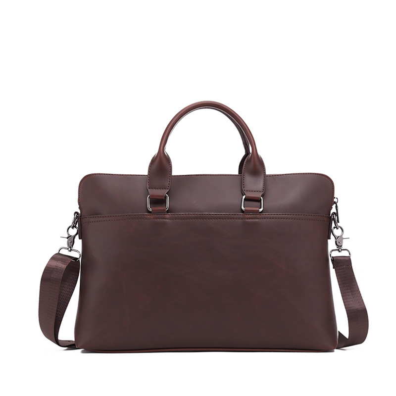 Casual Fashion Crazy Horse Leather Briefcase Business 15.6 Inch Men's Laptop Shoulder Bag_voghion.com